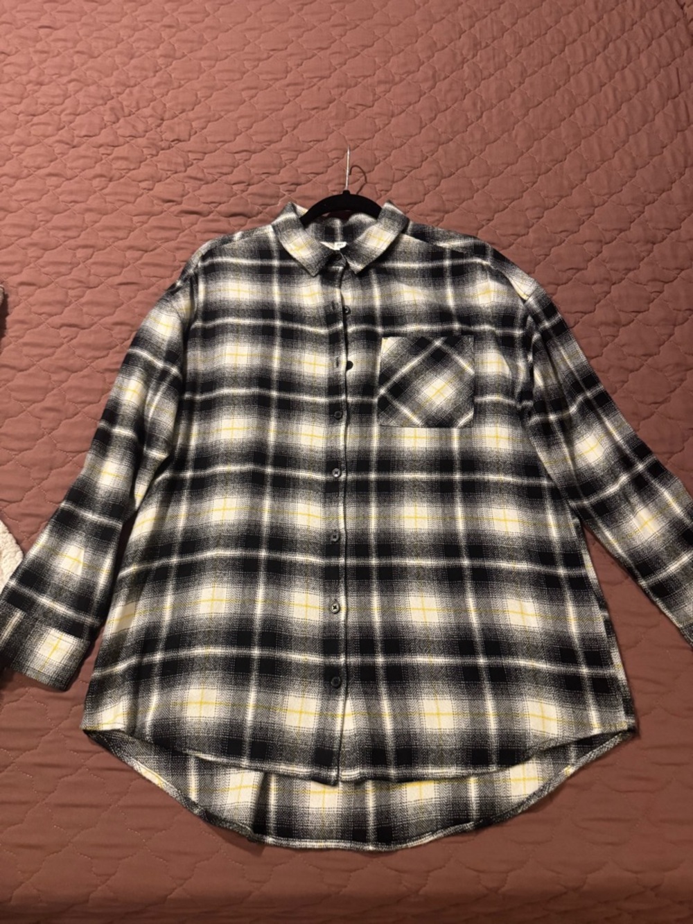 bp Black, White & Yellow Plaid Button-Down Shirt